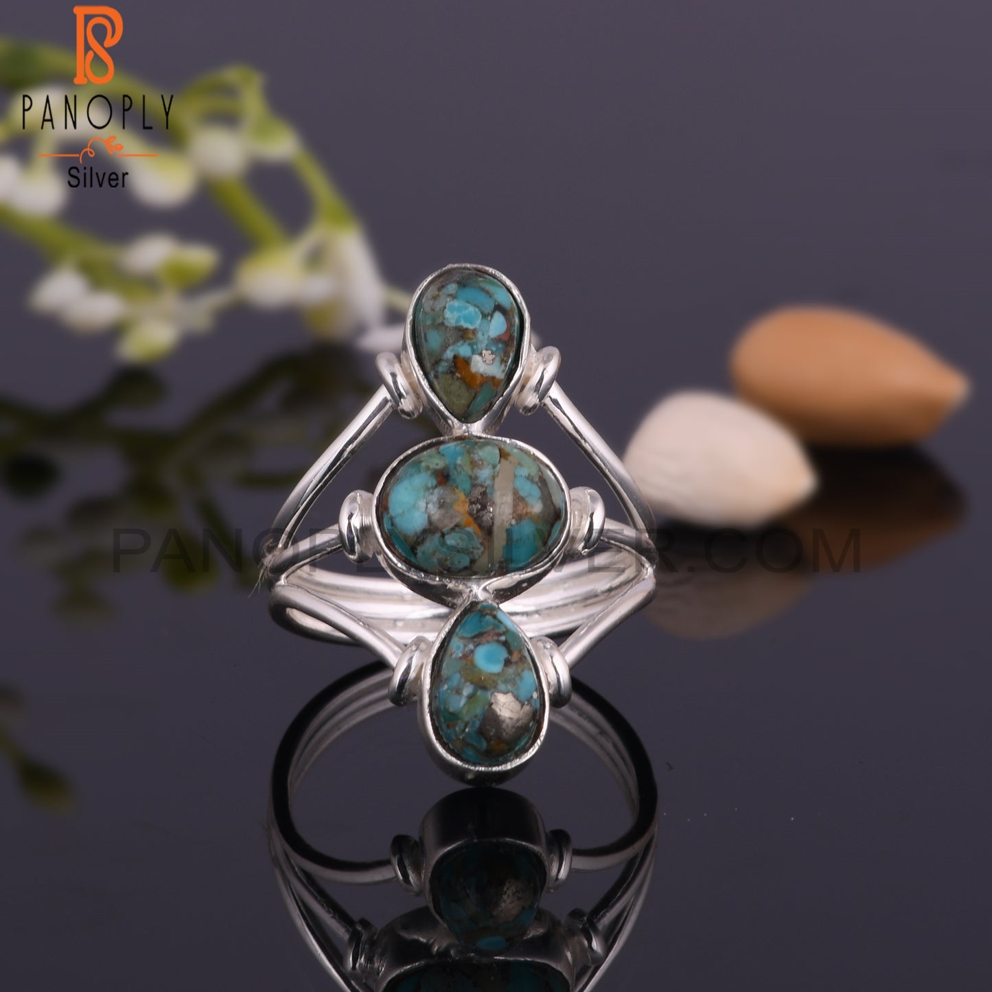Stylish Boulder Turquoise 925 Sterling Silver Dainty Ring