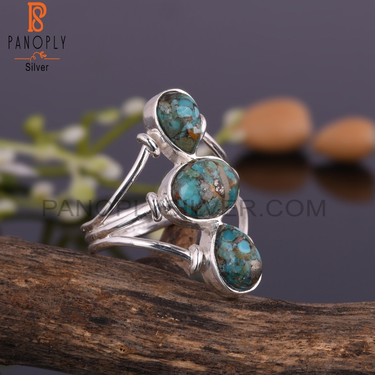 Stylish Boulder Turquoise 925 Sterling Silver Dainty Ring