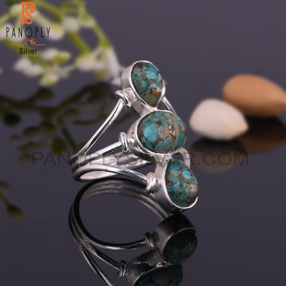 Stylish Boulder Turquoise 925 Sterling Silver Dainty Ring