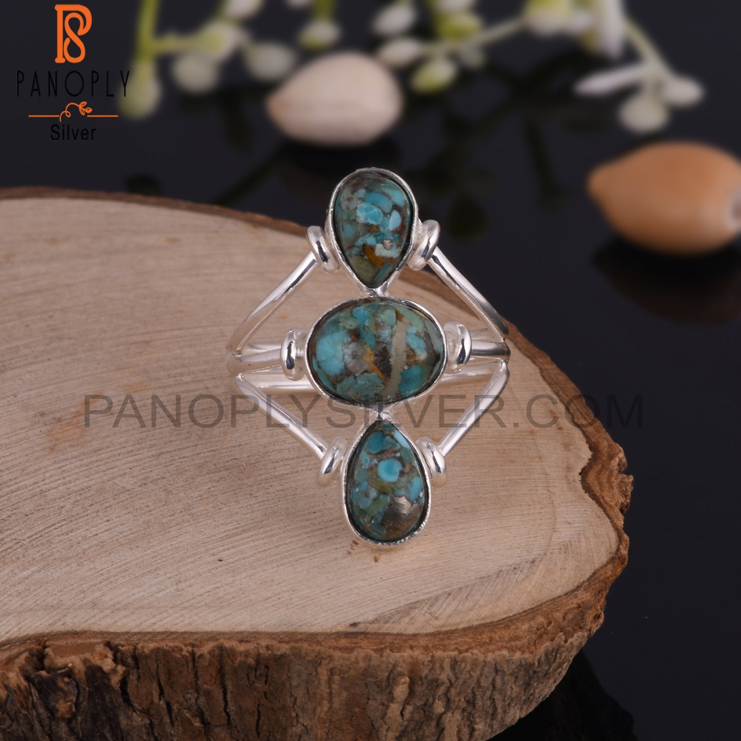 Stylish Boulder Turquoise 925 Sterling Silver Dainty Ring