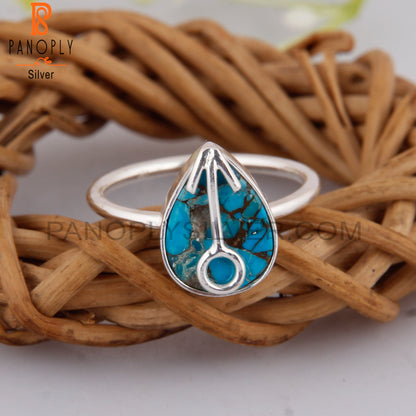 Mojave Copper Turquoise Pear Shape 925 Silver Ring
