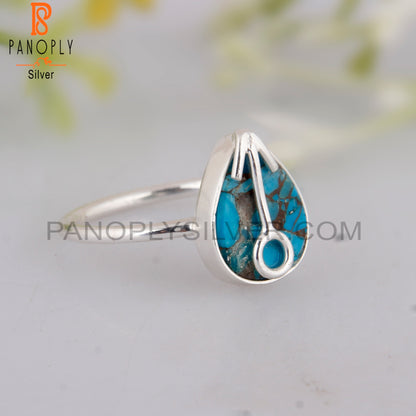 Mojave Copper Turquoise Pear Shape 925 Silver Ring