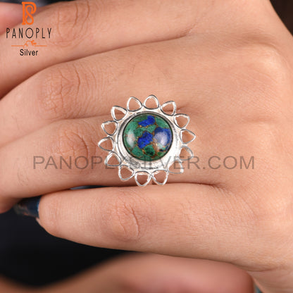 Mojave Copper Azurite Malachite 925 Sterling Silver Ring