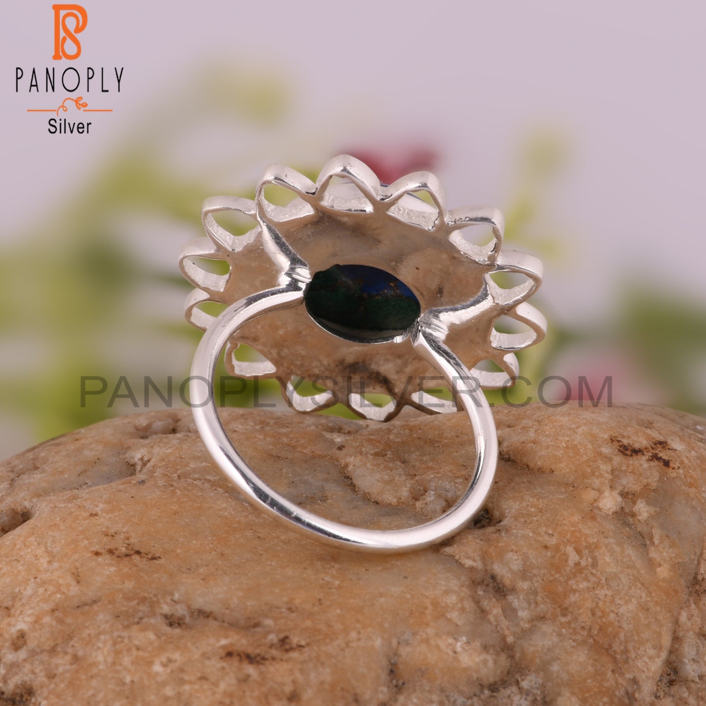 Mojave Copper Azurite Malachite 925 Sterling Silver Ring