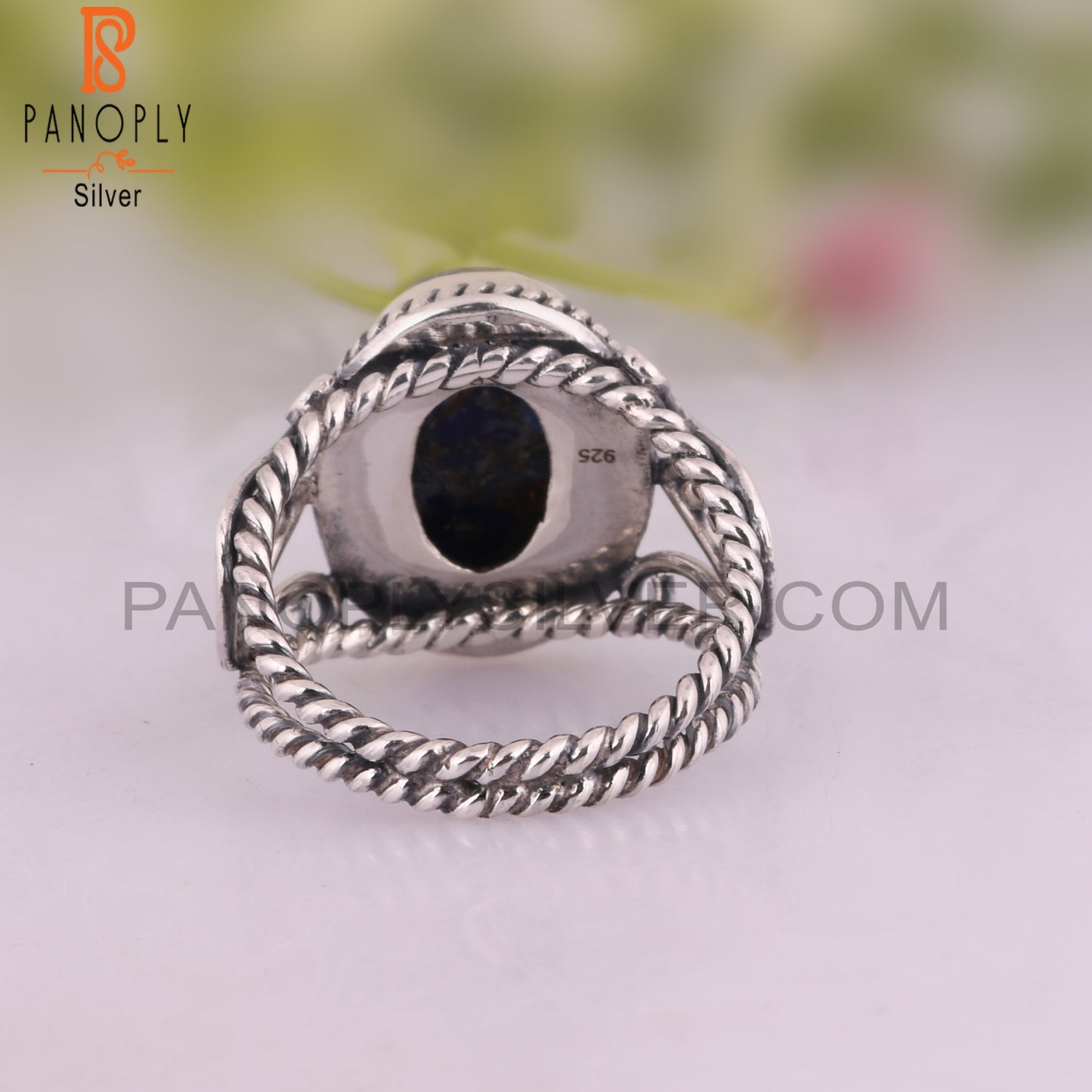 Aesthetic Mojave Copper Lapis Oval Shape 925 Silver Ring