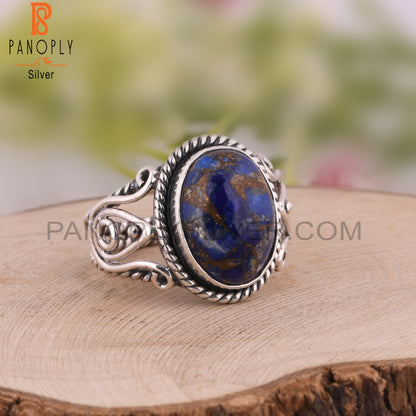 Aesthetic Mojave Copper Lapis Oval Shape 925 Silver Ring