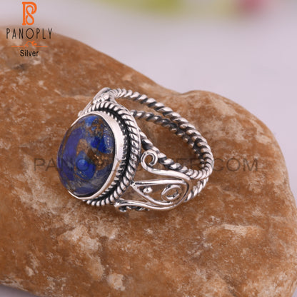 Aesthetic Mojave Copper Lapis Oval Shape 925 Silver Ring