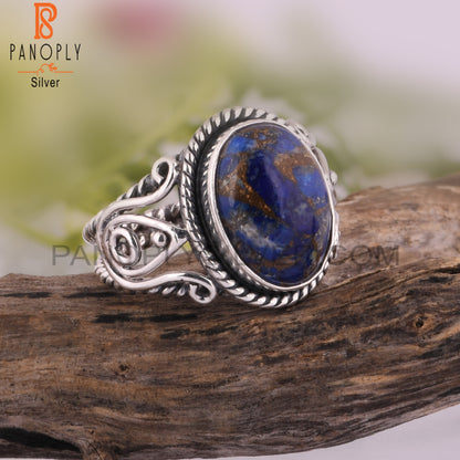 Aesthetic Mojave Copper Lapis Oval Shape 925 Silver Ring