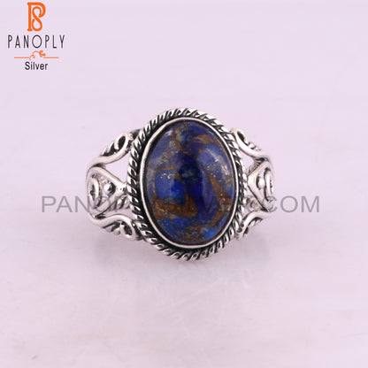 Aesthetic Mojave Copper Lapis Oval Shape 925 Silver Ring