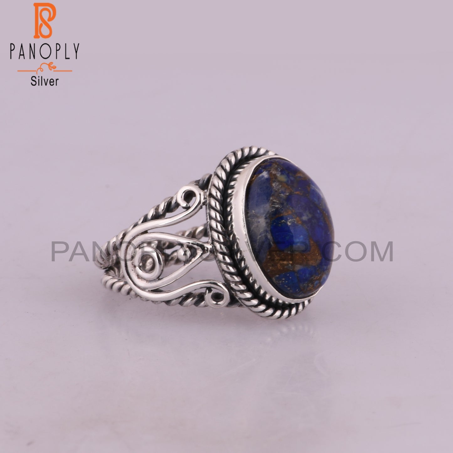 Aesthetic Mojave Copper Lapis Oval Shape 925 Silver Ring