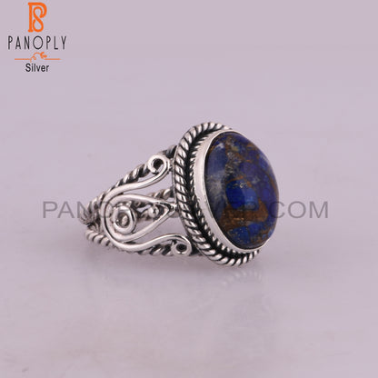 Aesthetic Mojave Copper Lapis Oval Shape 925 Silver Ring