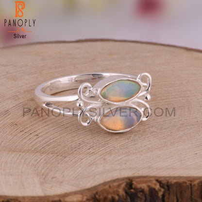 Ethiopian Opal 925 Sterling Silver Hand hammered Ring