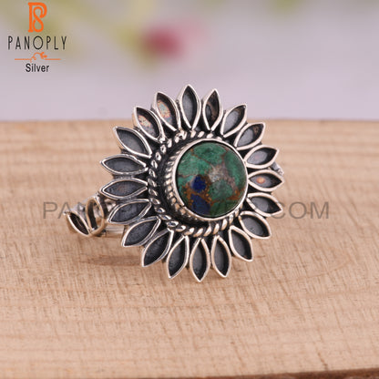 Mojave Copper Azurite Malachite Sterling Silver Ring