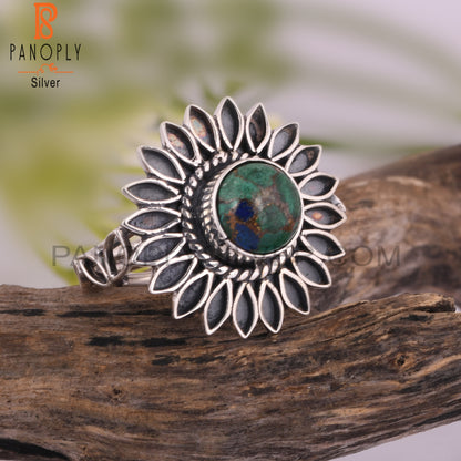 Mojave Copper Azurite Malachite Sterling Silver Ring