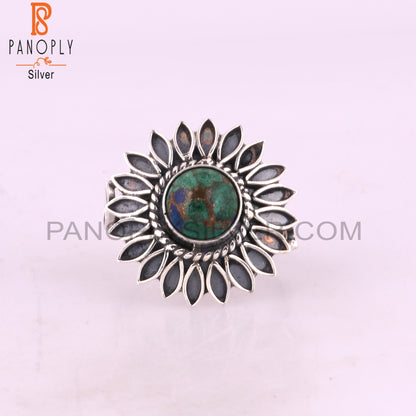 Mojave Copper Azurite Malachite Sterling Silver Ring