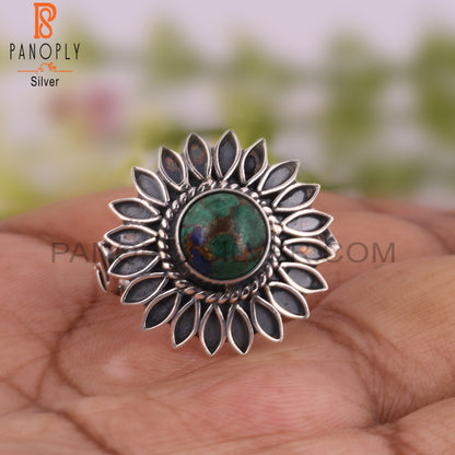 Mojave Copper Azurite Malachite Sterling Silver Ring