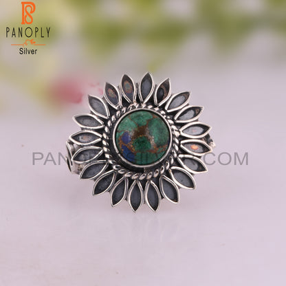 Mojave Copper Azurite Malachite Sterling Silver Ring