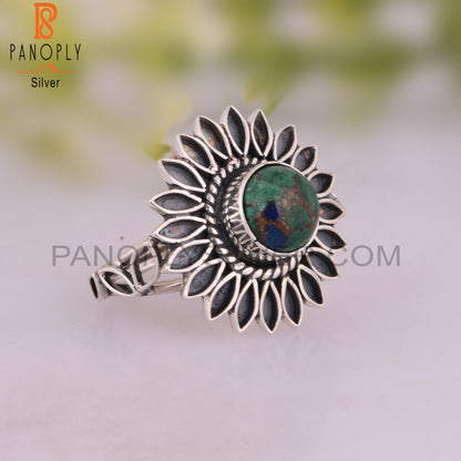 Mojave Copper Azurite Malachite Sterling Silver Ring