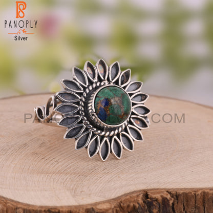 Mojave Copper Azurite Malachite Sterling Silver Ring