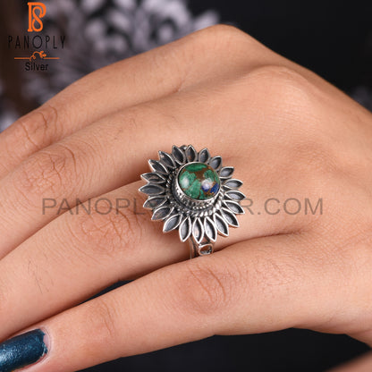 Mojave Copper Azurite Malachite Sterling Silver Ring