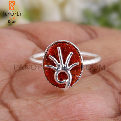 Sponge Coral Oval Ring 925 Sterling Silver Ring