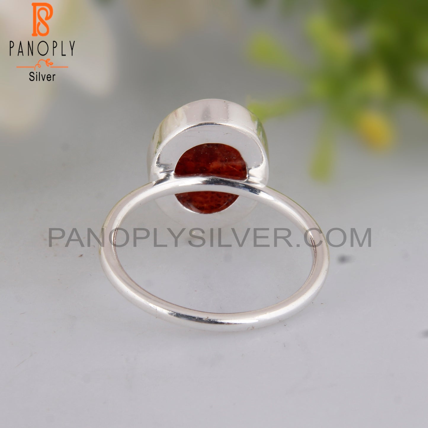 Sponge Coral Oval Ring 925 Sterling Silver Ring