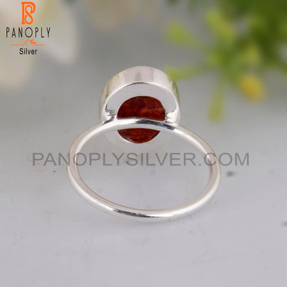 Sponge Coral Oval Ring 925 Sterling Silver Ring
