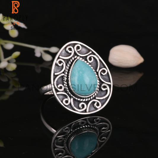 Arizona Turquoise Pear Shape 925 Sterling Silver Ring Jewelry