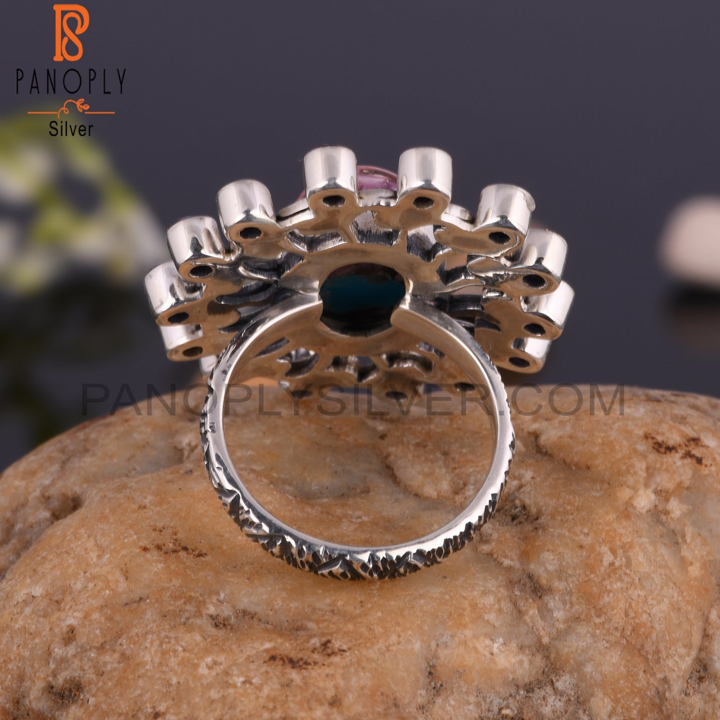 Mojave Copper Purple Oyster Turquoise & Amethyst Silver Ring