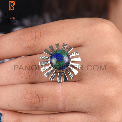 Mojave Copper Azurite Malachite Stone 925 Sterling Silver Ring