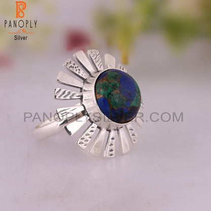 Mojave Copper Azurite Malachite Stone 925 Sterling Silver Ring