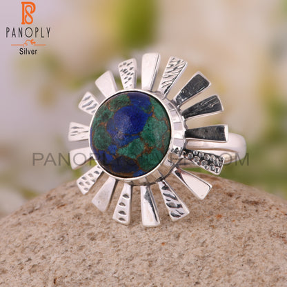 Mojave Copper Azurite Malachite Stone 925 Sterling Silver Ring