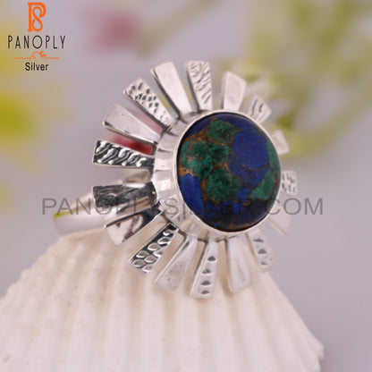 Mojave Copper Azurite Malachite Stone 925 Sterling Silver Ring