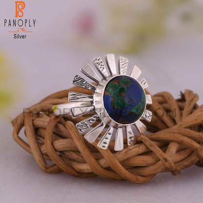 Mojave Copper Azurite Malachite Stone 925 Sterling Silver Ring