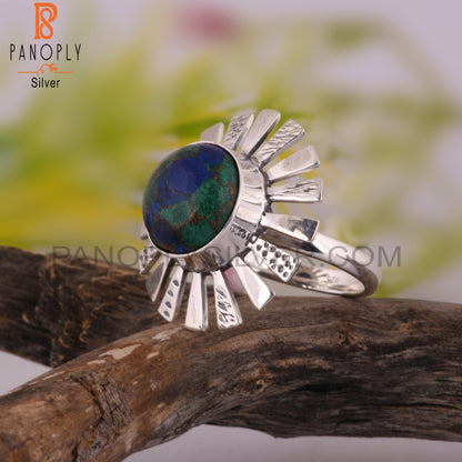 Mojave Copper Azurite Malachite Stone 925 Sterling Silver Ring