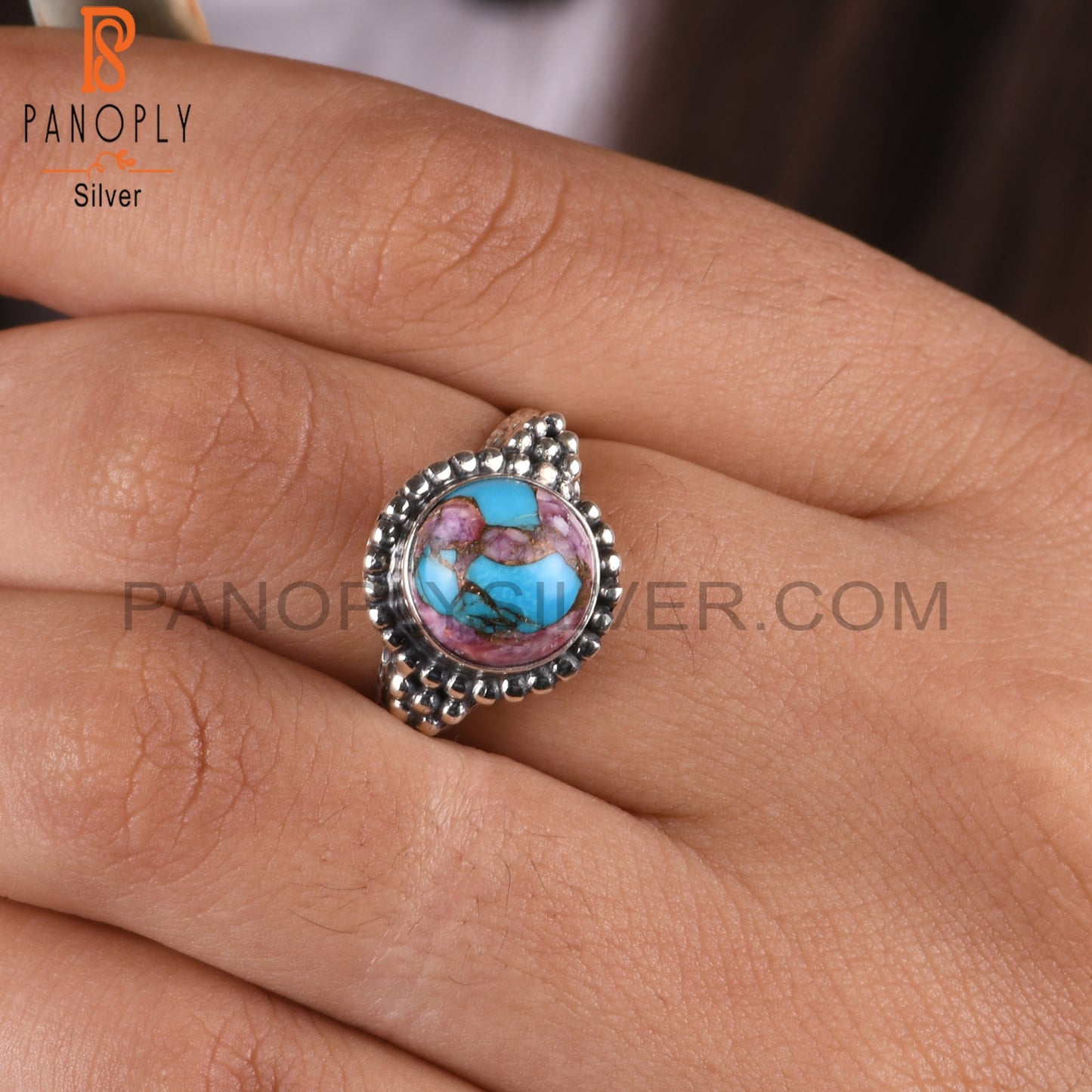 Mojave Copper Purple Oyster Turquoise Ring