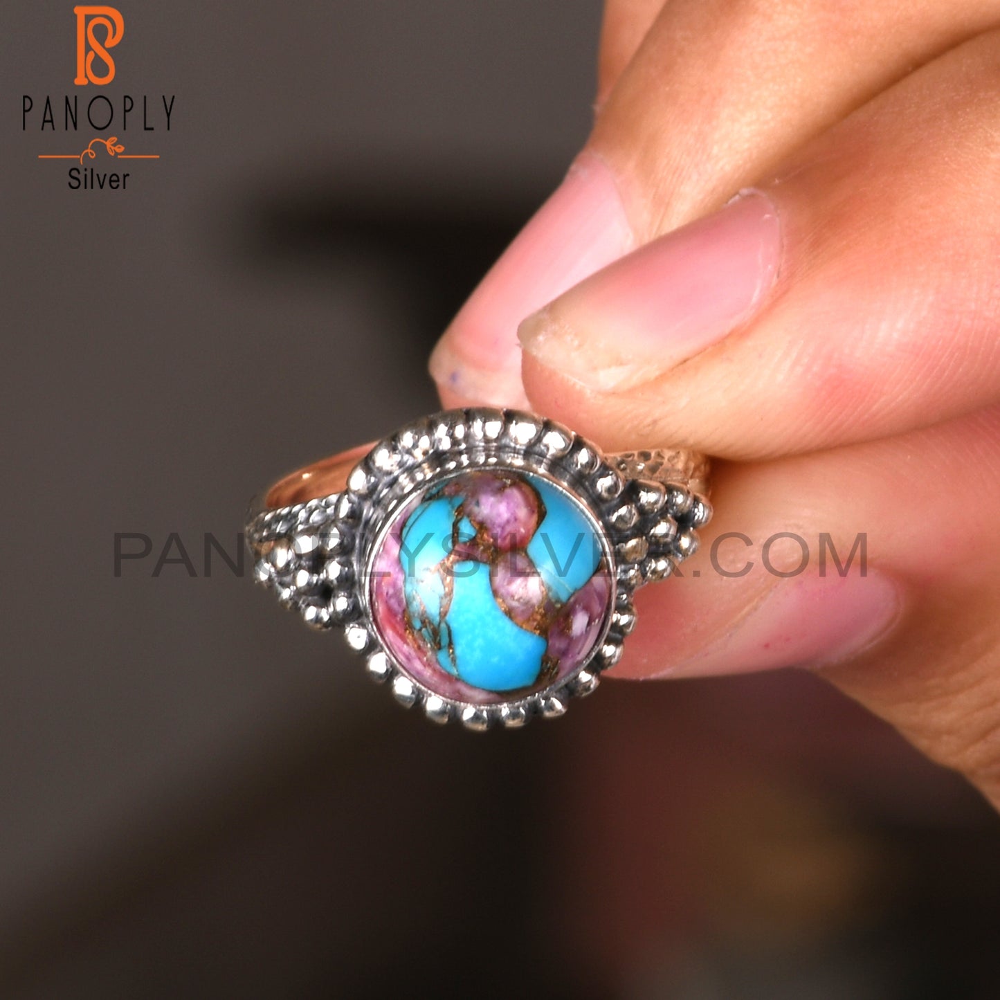 Mojave Copper Purple Oyster Turquoise Ring