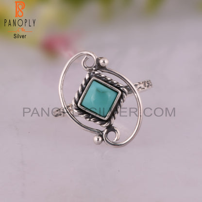 Arizona Turquoise Square Shape 925 Sterling Silver Ring