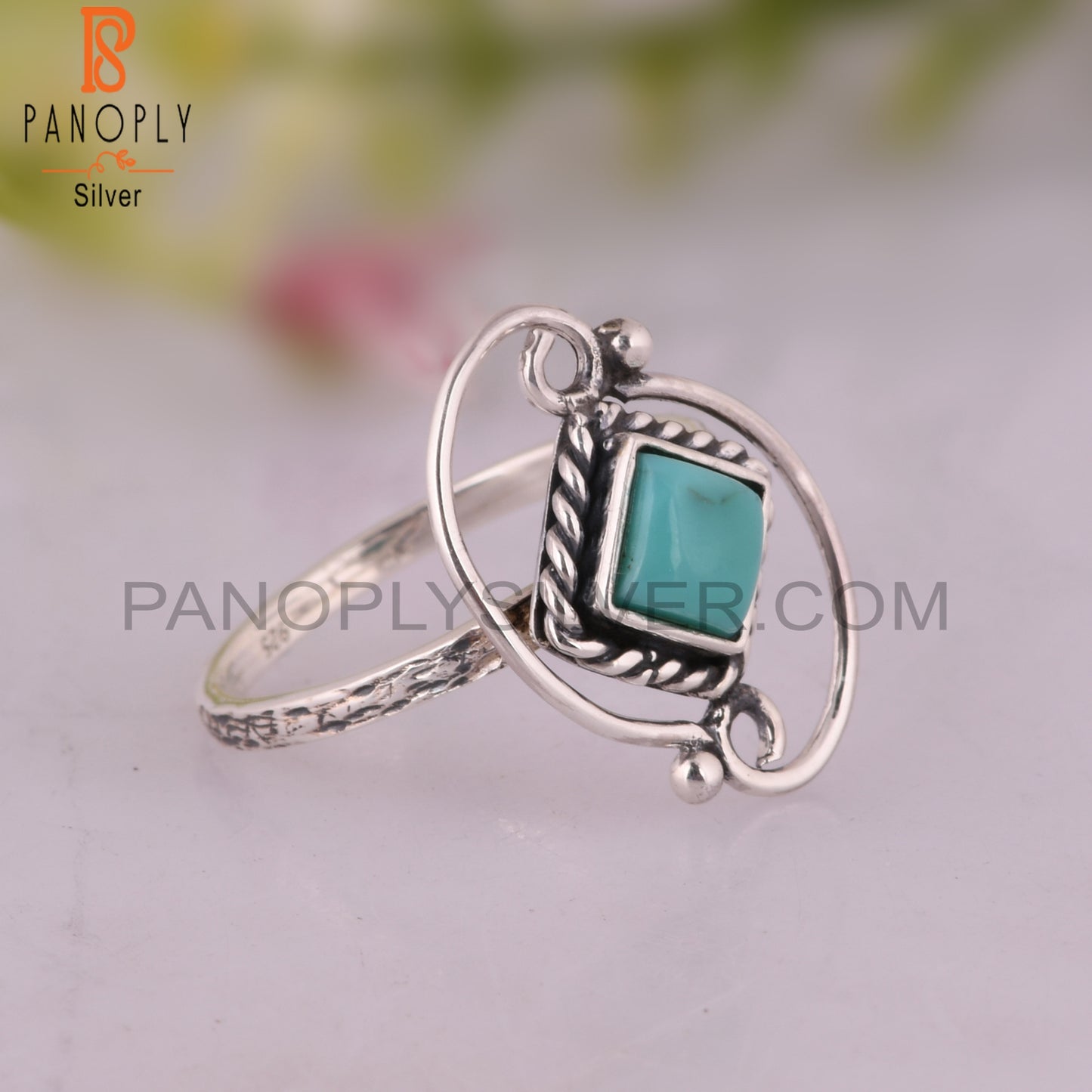 Arizona Turquoise Square Shape 925 Sterling Silver Ring