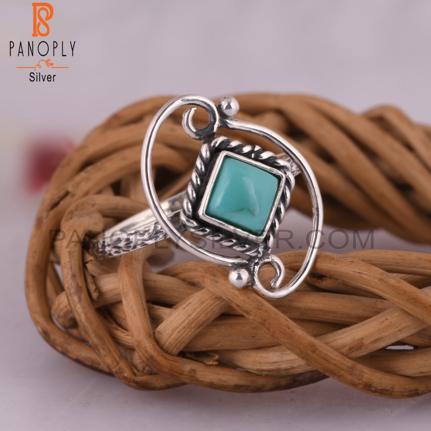 Arizona Turquoise Square Shape 925 Sterling Silver Ring