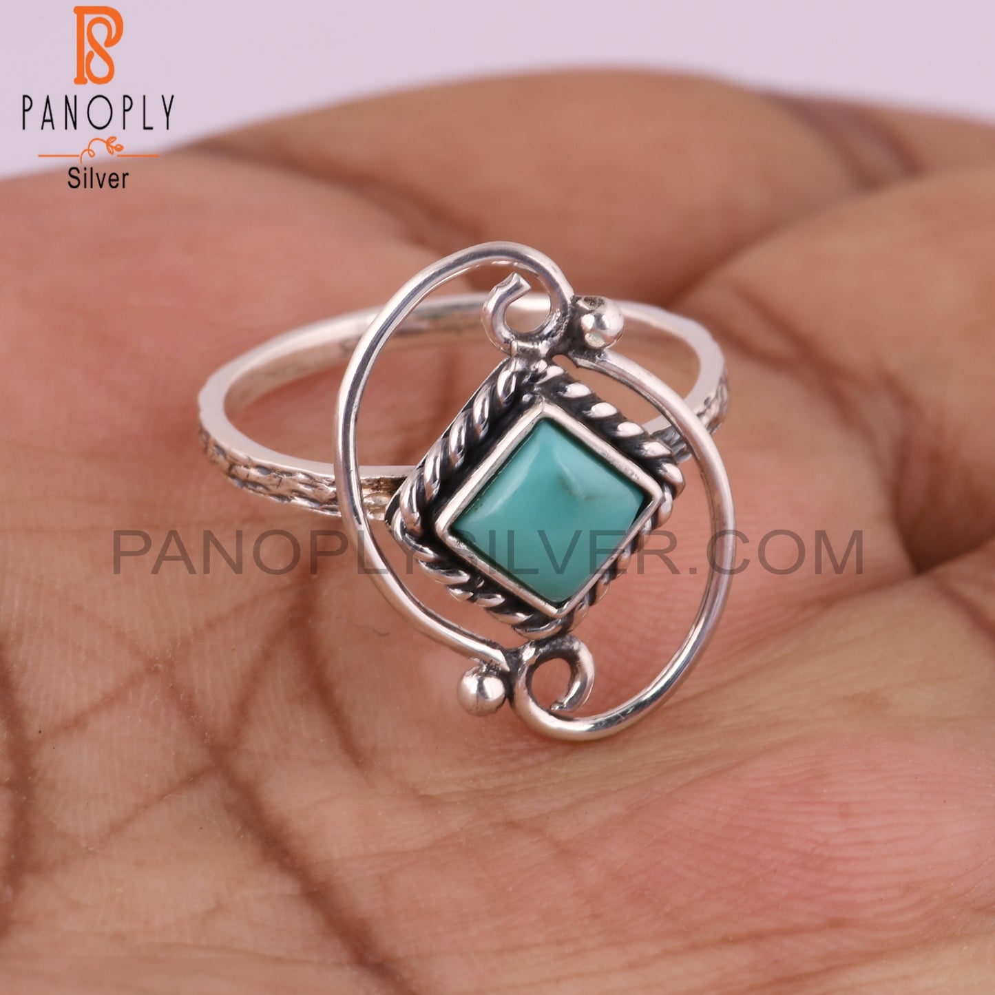 Arizona Turquoise Square Shape 925 Sterling Silver Ring