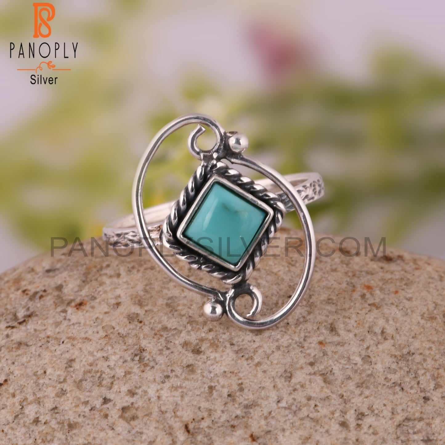 Arizona Turquoise Square Shape 925 Sterling Silver Ring