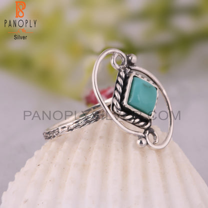 Arizona Turquoise Square Shape 925 Sterling Silver Ring