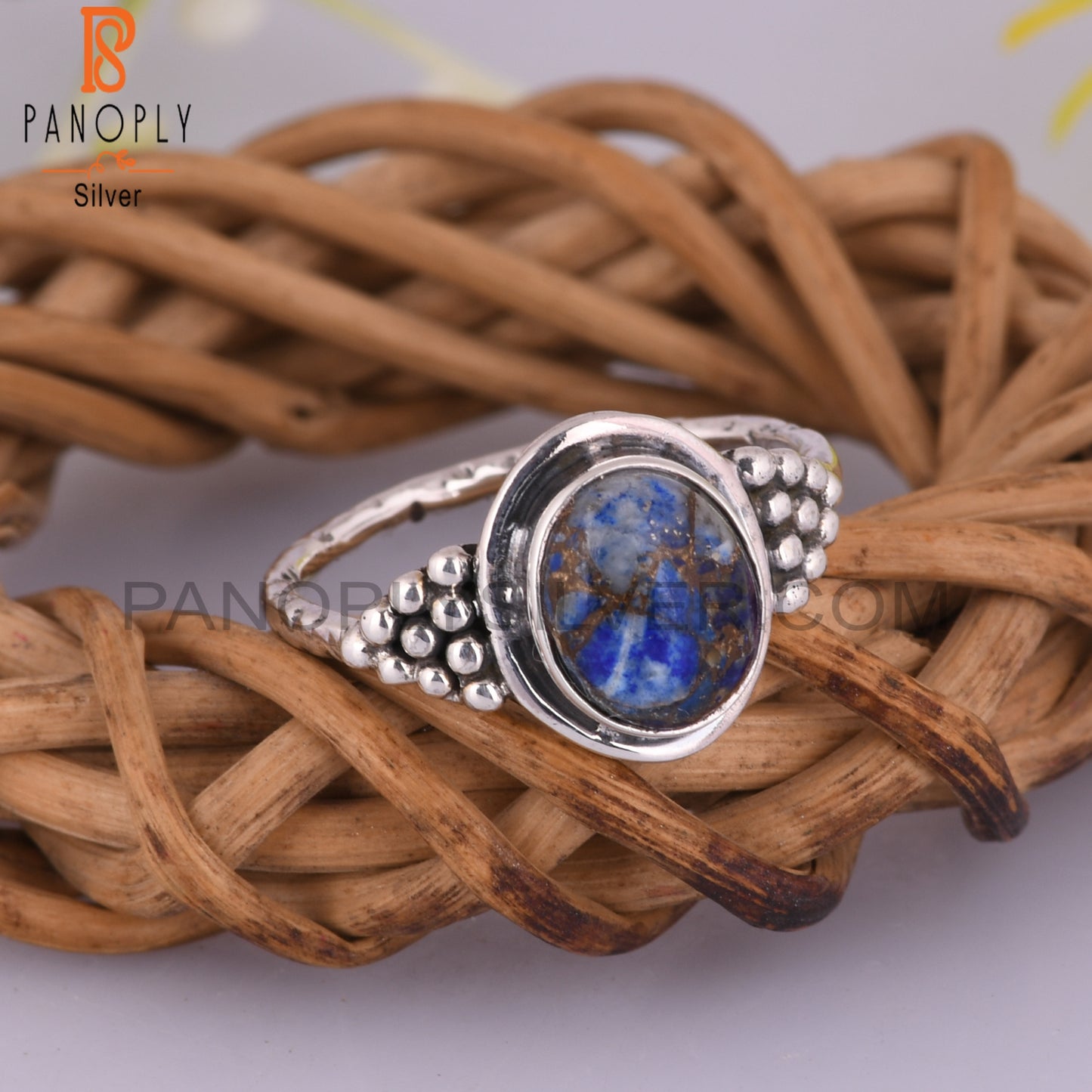 Mojave Copper Lapis Oval Shape 925 Sterling Silver Ring Gift For Her