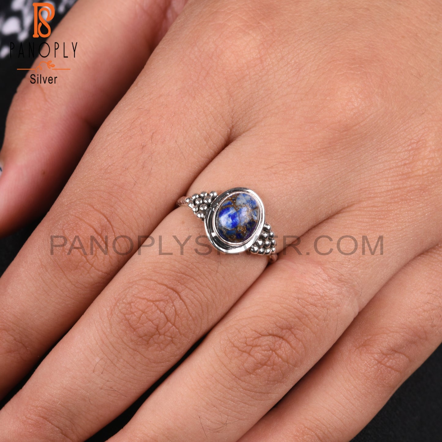 Mojave Copper Lapis Oval Shape 925 Sterling Silver Ring Gift For Her