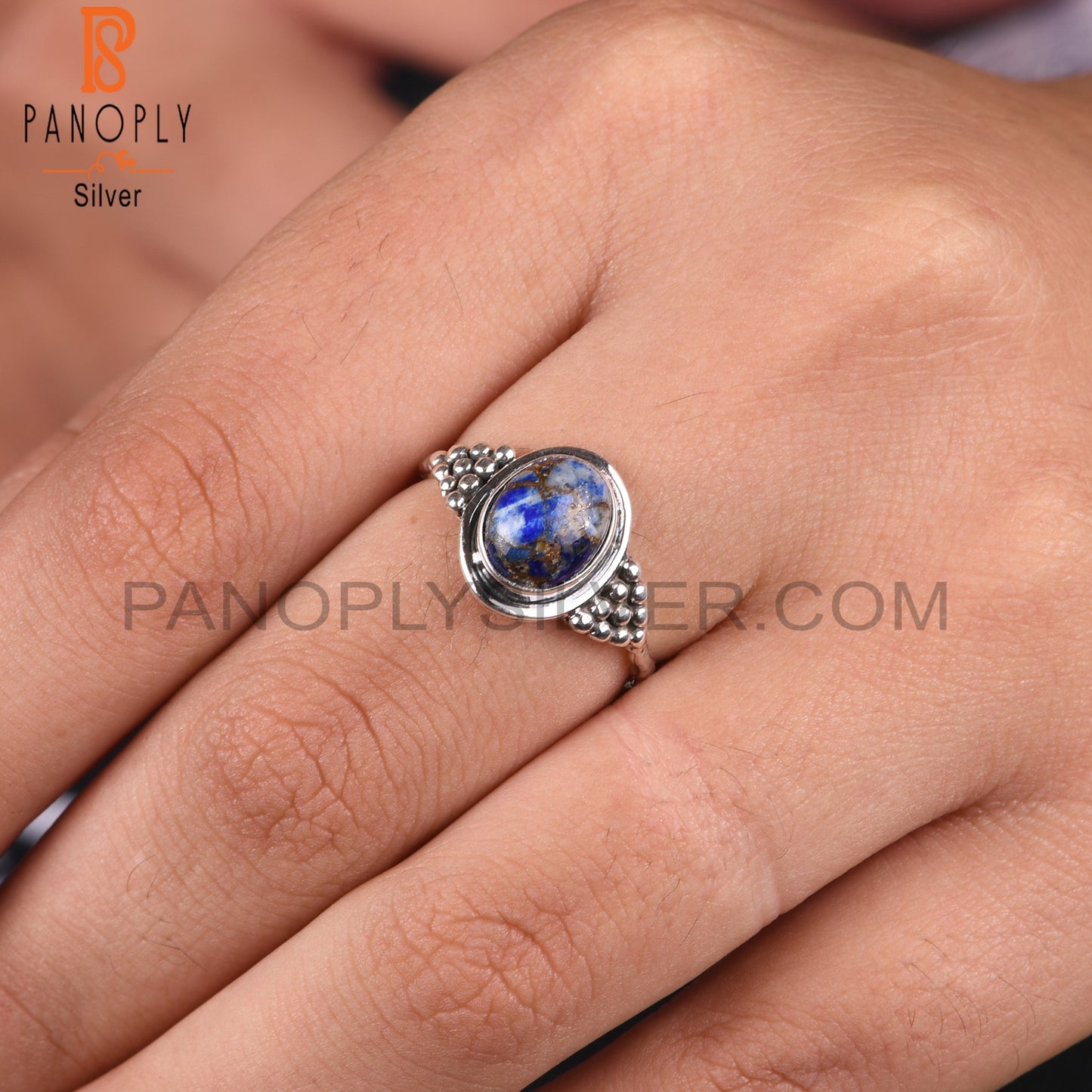 Mojave Copper Lapis Oval Shape 925 Sterling Silver Ring Gift For Her