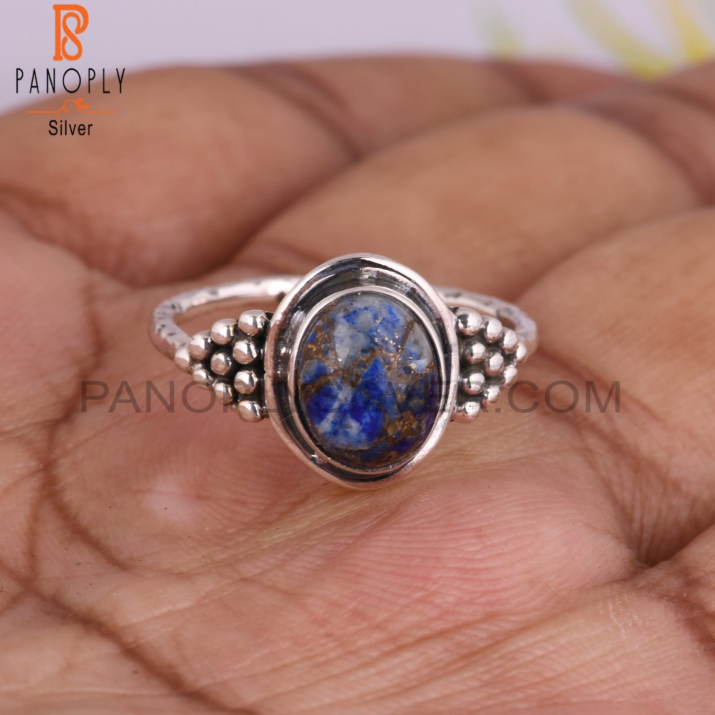 Mojave Copper Lapis Oval Shape 925 Sterling Silver Ring Gift For Her