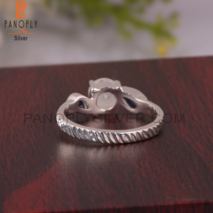 Iolite & Rainbow Moon Stone 925 Sterling Silver Ring