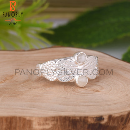 Rainbow Moonstone Heart Shape 925 Sterling Silver Ring