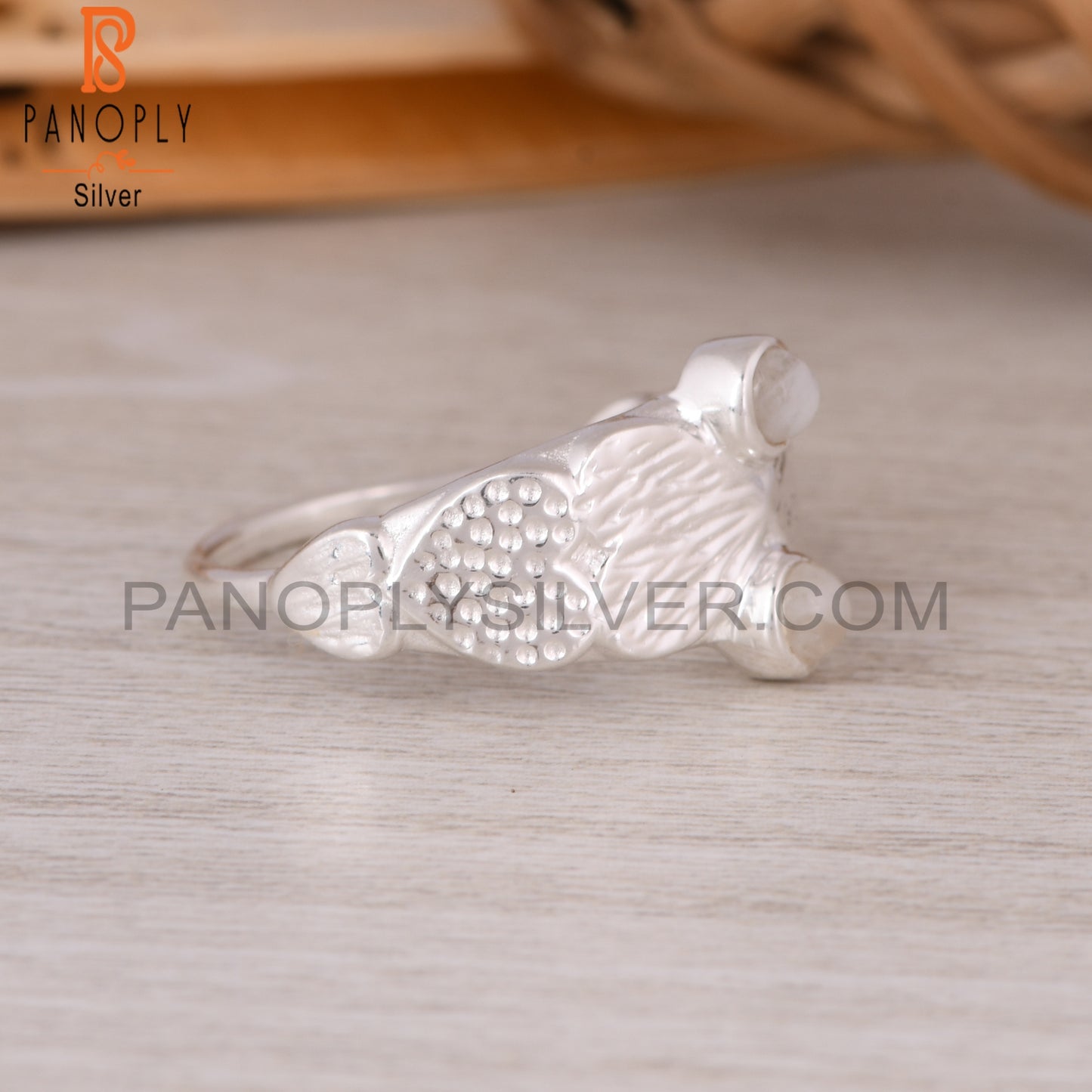 Rainbow Moonstone Heart Shape 925 Sterling Silver Ring